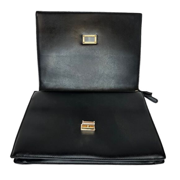 SOLE SOCIETY Envelope Clutch with Gold Hardware in Black and Gray - Picture 2 of 14
